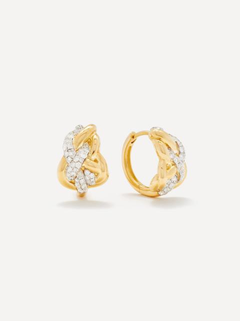 9ct Gold Diamond Woven Hoop Earrings