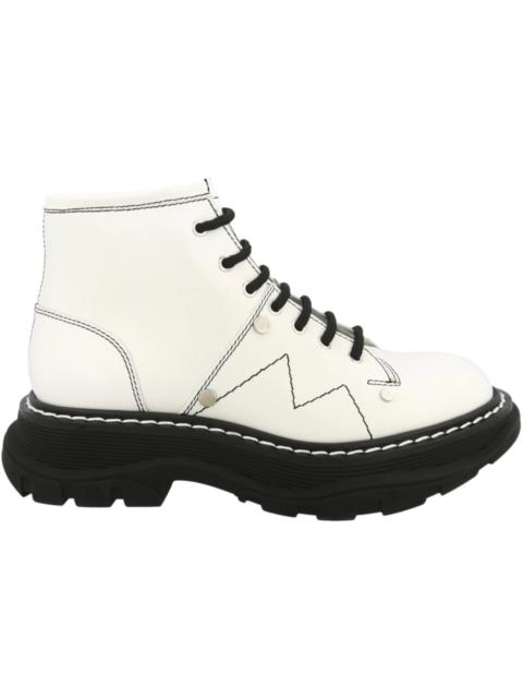 Alexander McQueen Tread Slick Lace Up Boot Ivory Black (Women's)