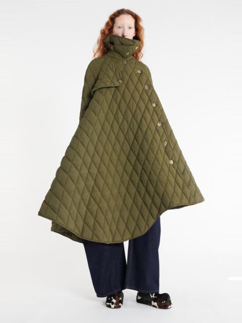 LONG QUILTED TRENCH DARK KHAKI GREEN