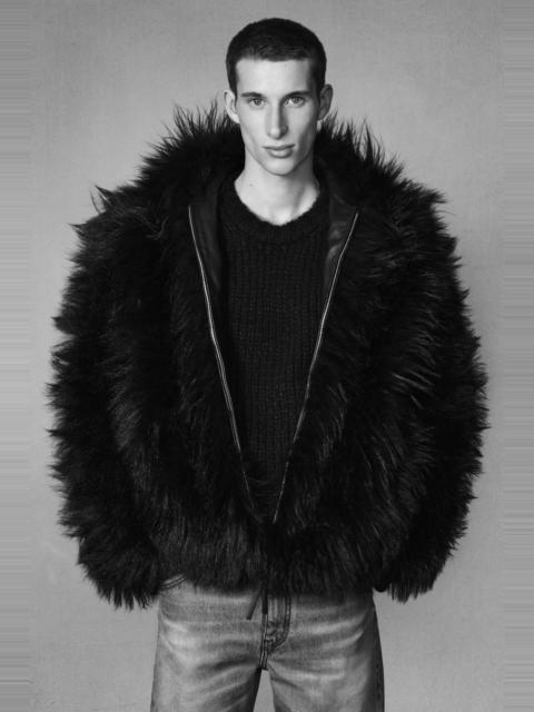 Tom Hoody Jacket in Black Cashmere Shearling