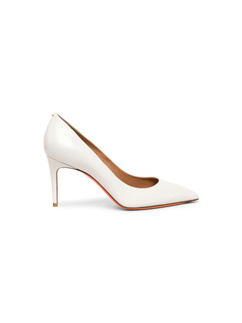 Women's white leather high-heel pump