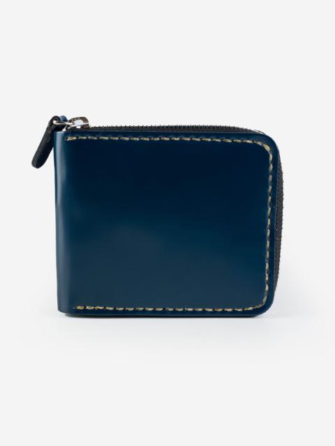 ZIP-SECURED SHELL CORDOVAN WALLET - NAVY BLUE