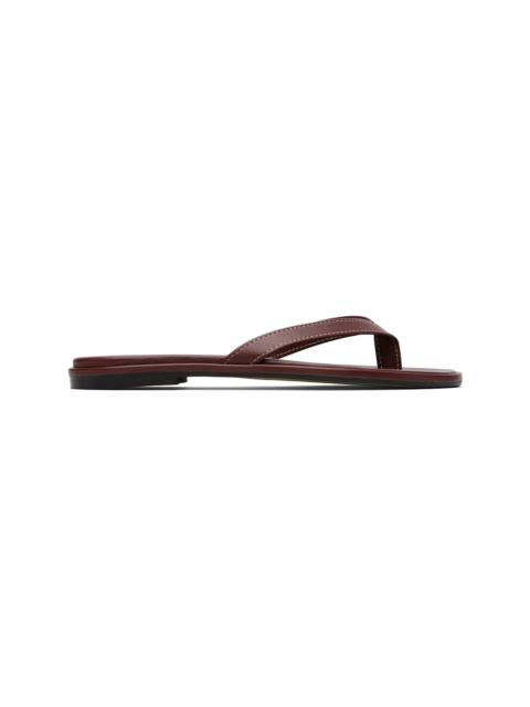 Burgundy Melody Leather Thong Sandals