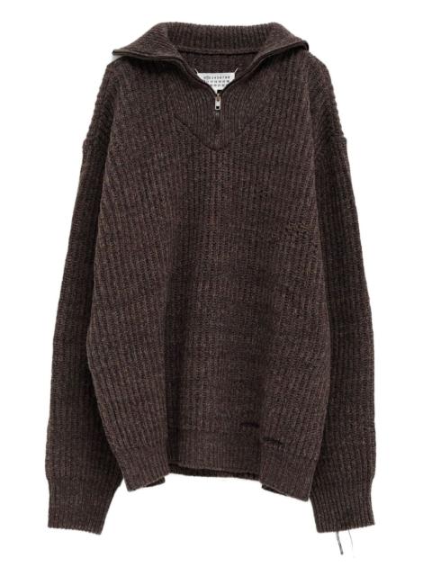 ribbed-knit half-zip sweater