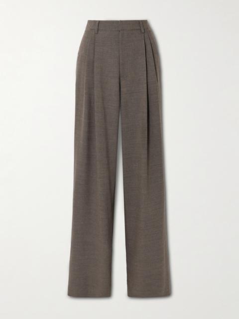 Annie Pleated Twill Wide-leg Pants