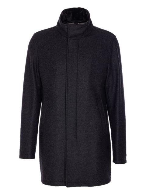 high-neck shearling-collar coat