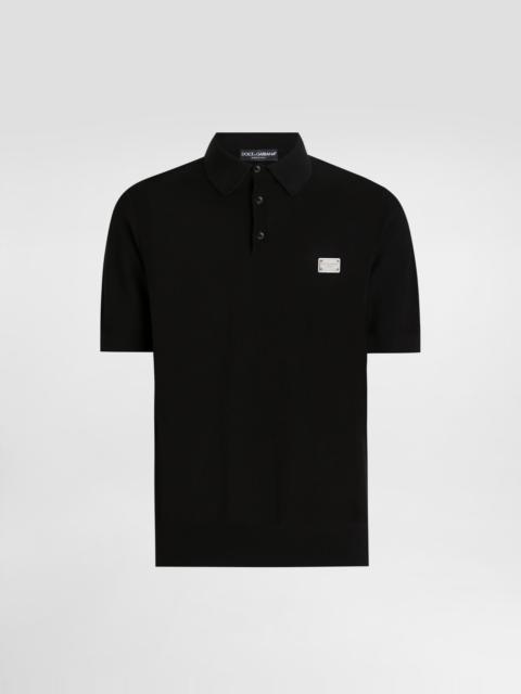 Cotton polo-shirt with logo tag
