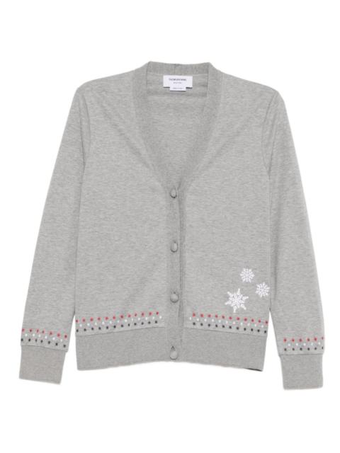 snowflake-embroidered cotton cardigan