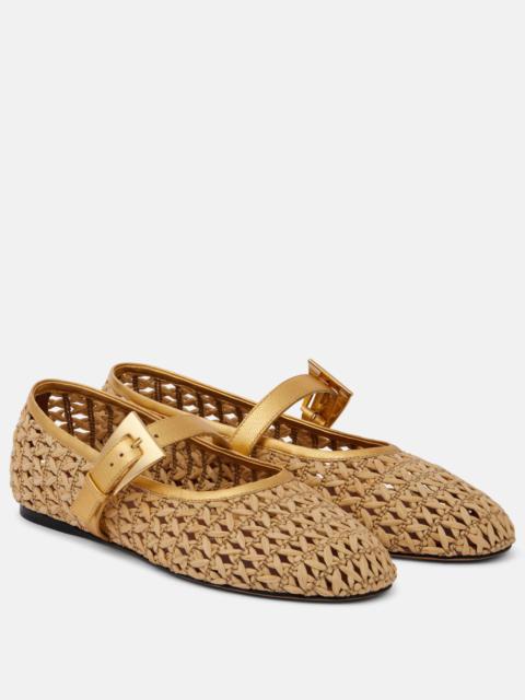 Sveva woven leather-trimmed ballet flats
