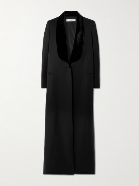 Joud Crushed Velvet-trimmed Wool-blend Twill Coat
