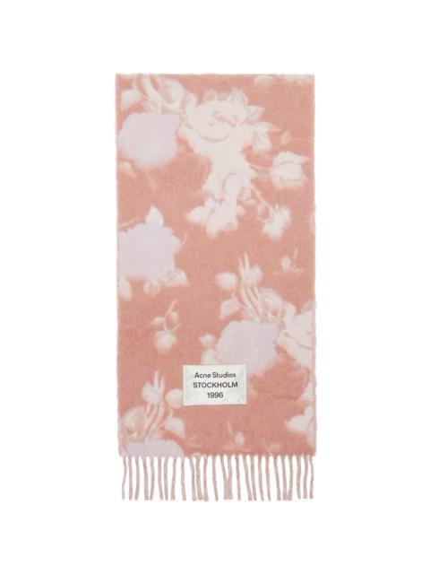 Pink Fringed Wool Scarf
