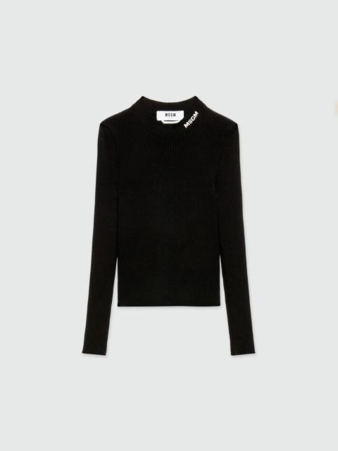 Black ribbed stretch sweater
