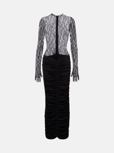 Vivienne ruched lace maxi dress