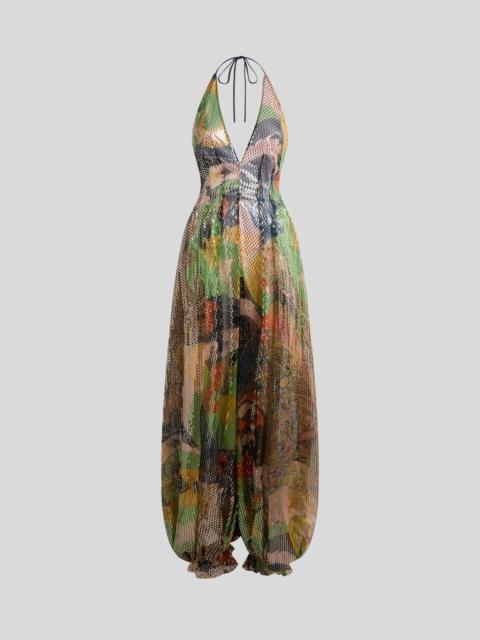 JUMPSUIT WITH LAMINATED MOTIF AND FLORAL PRINT