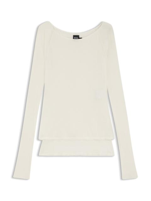 SHEER-JERSEY TOP WITH DOUBLE LAYER