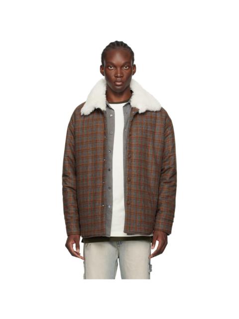 Brown Check Insulated Faux-Shearling Jacket