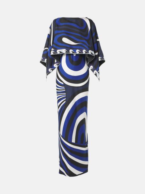 Iride silk twill slip dress and cape