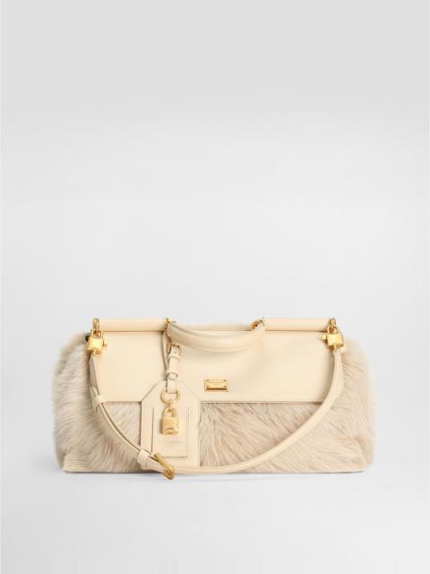 Medium My Sicily fur and plongé calfskin handbag