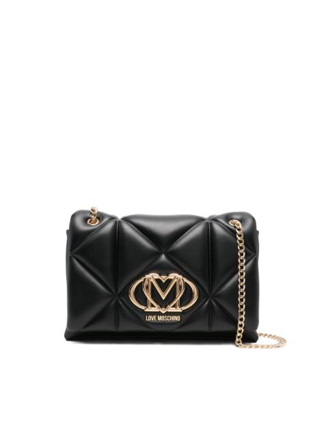 quilted logo-plaque shoulder bag