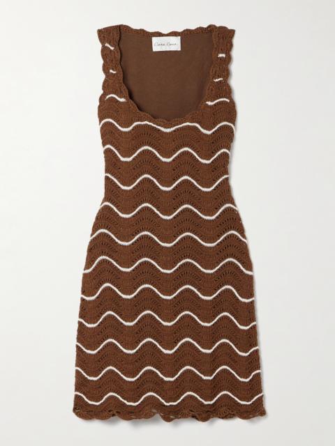 Orel Scalloped Striped Cotton Mini Dress