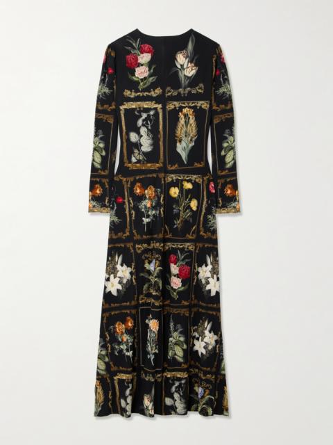 Crystal-embellished Floral-print Stretch-jersey Maxi Dress