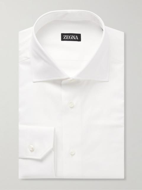 Cutaway-Collar Cotton-Twill Shirt White