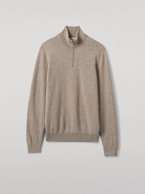 Classic Cashmere Brown Zip Neck Jumper
