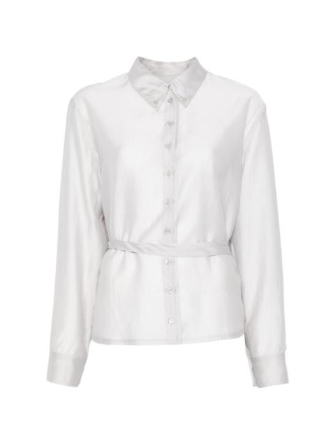 sheer shirred blouse