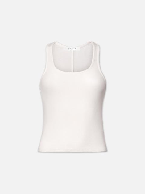 Rib Scoop Neck Tank in White