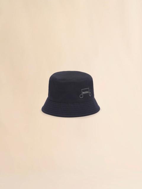 DEEP BLUE ORGANIC GABARDINE BUCKET HAT WITH TRUNKAROO PATCH
