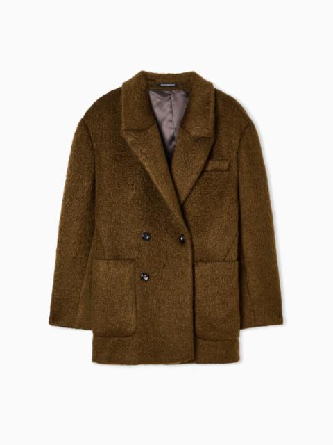 DOUBLE-BREASTED PEA COAT IN A WOOL-BLEND MOHAIR