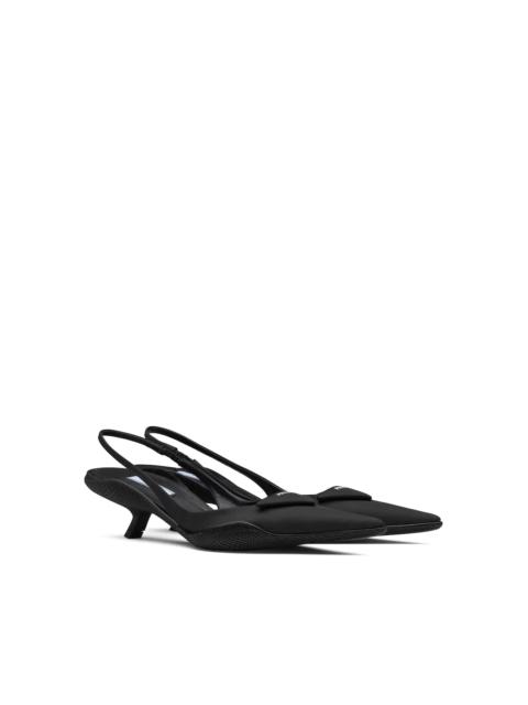 Nylon gabardine slingback pumps
