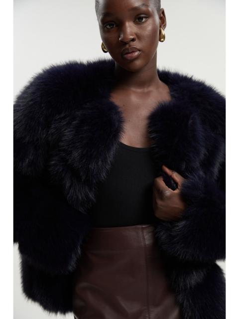 Faux Fur Panelled Long Sleeve Jacket