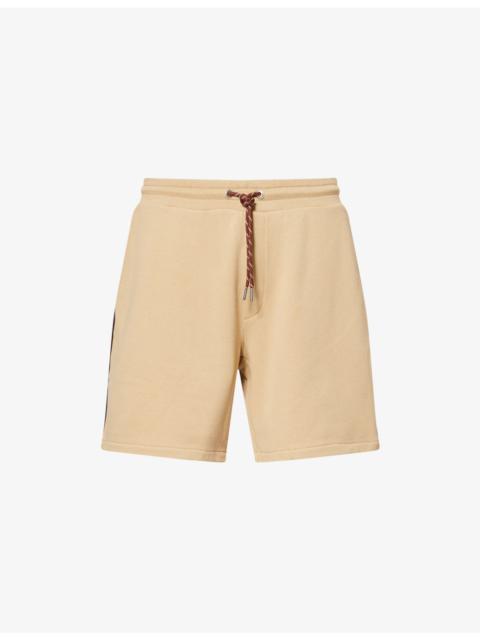 Logo-Patch Striped-Panel Cotton Shorts
