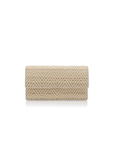 Light Beige And Cream Raffia Clutch
