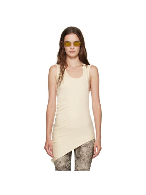 Off-White Ribbed Twisted Double Layer Piercing Tank Top