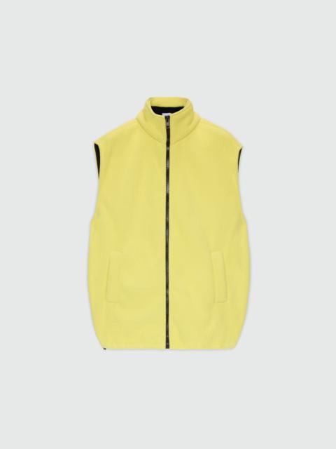 Yellow fleece vest with high collar