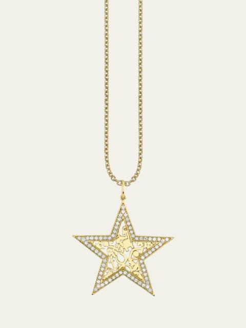 14K Diamond Icon Wallpaper Star Charm Necklace