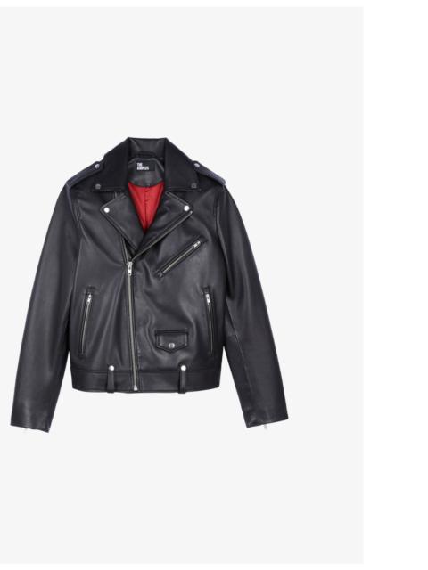 Straight-cut notched-collar leather jacket