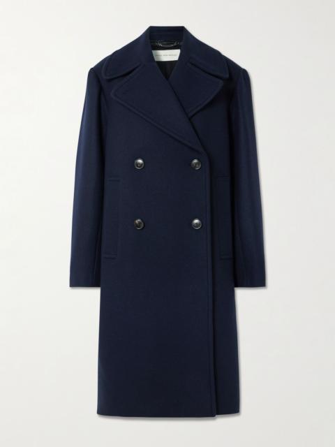 Oversized double-breasted wool-blend coat Navy
