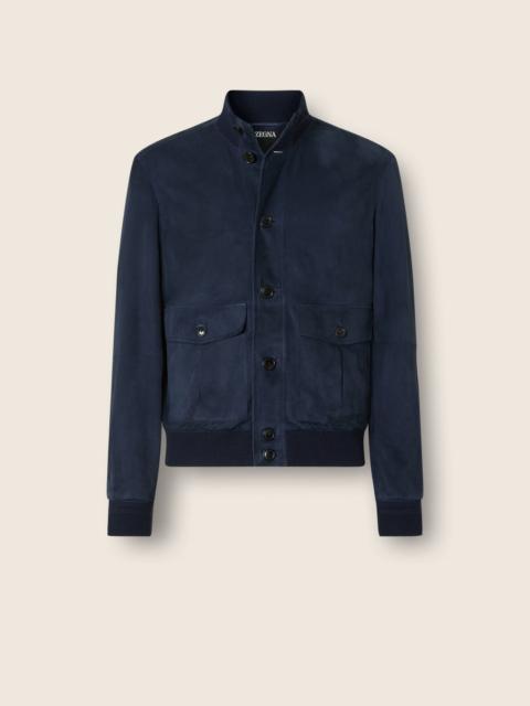 DARK INDIGO BLUE SUEDE BLOUSON