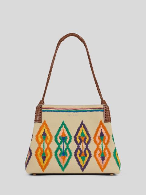MEDIUM CANVAS LIBRA TOTE BAG WITH EMBROIDERY