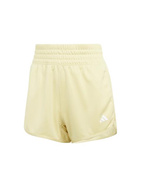 adidas Women's Pacer Essentials Knit High-Rise Shorts Powder Yellow/White