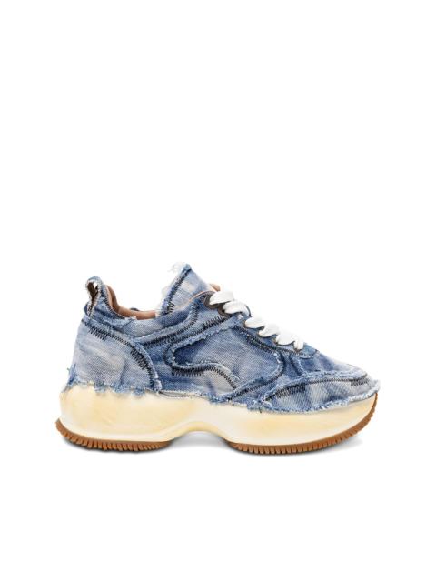 frayed denim platform sneakers