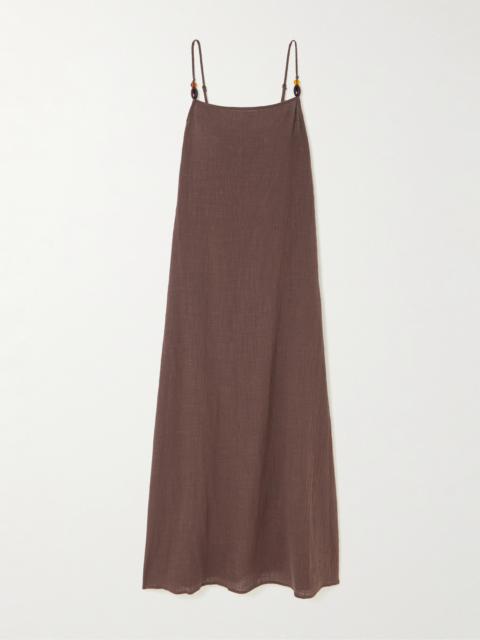 Laura Bead-embellished Cotton-gauze Maxi Dress