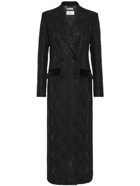 monogram crystal double-breasted coat
