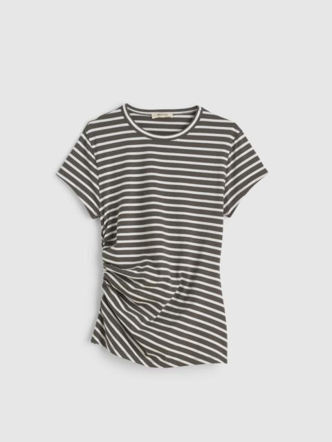 Asymmetric Ruched Tee in Allday Jersey