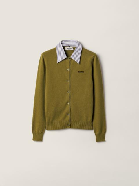 Cashmere cardigan with collar