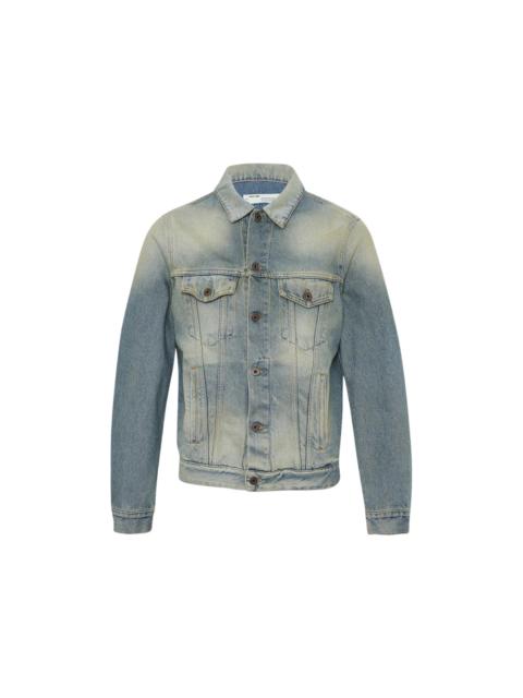 OFF-WHITE Airport Tape Denim Jacket Vintage Wash Multicolor