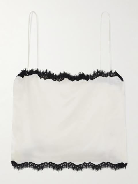 Loure Lace-trimmed Silk-satin Top